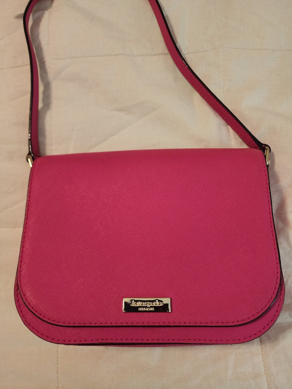 Kate Spade Hot Pink Crossbody Flap Bag Gold Hardware Barbie Mobwife Bold